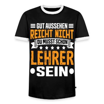 Teacher School School Teacher Class Teacher Saying - Men's Ringer Shirt - black/white - Front - AI Model Female 172 light (172cm) & AI Model Male 178 light (178cm)