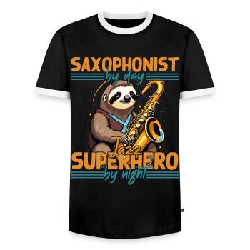 Lustiger Saxophon Spruch Für Jazz Fans - Männer Kontrast-T-Shirt - Schwarz/Weiß - Vorne - AI Model Female 172 light (172cm) & AI Model Male 178 light (178cm)
