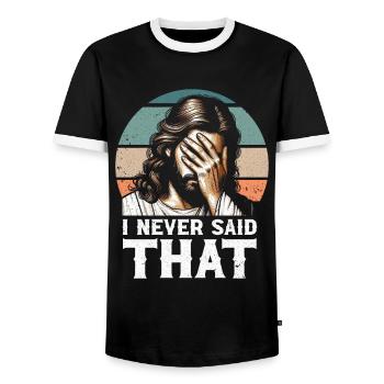 J’ai vu Jésus Mème Drôle Chrétien - T-shirt contrasté Homme - noir/blanc - Devant - AI Model Female 172 light (172cm) & AI Model Male 178 light (178cm)