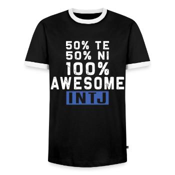 Personnalité Intj : Introvertis - T-shirt contrasté Homme - noir/blanc - Devant - AI Model Female 172 light (172cm) & AI Model Male 178 light (178cm)