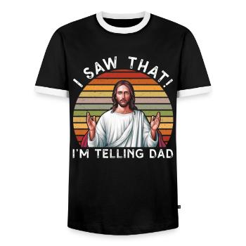 J’ai vu Jésus Mème Drôle Chrétien - T-shirt contrasté Homme - noir/blanc - Devant - AI Model Female 172 light (172cm) & AI Model Male 178 light (178cm)