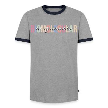 Technology BME - Men's Ringer Shirt - grey/navy  - Front - AI Model Female 172 light (172cm) & AI Model Male 178 light (178cm)