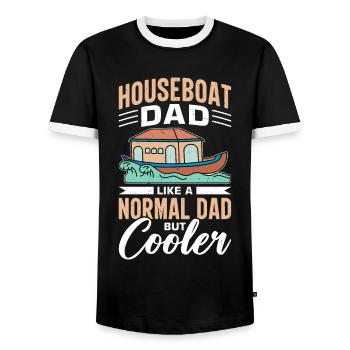 Funny Houseboat Saying - Men's Ringer Shirt - black/white - Front - AI Model Female 172 light (172cm) & AI Model Male 178 light (178cm)