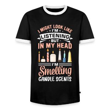 Drôle de fabricant de bougies Candle Maker Saying - T-shirt contrasté Homme - noir/blanc - Devant - AI Model Female 172 light (172cm) & AI Model Male 178 light (178cm)