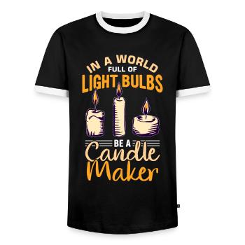 Drôle de fabricant de bougies Candle Maker Saying - T-shirt contrasté Homme - noir/blanc - Devant - AI Model Female 172 light (172cm) & AI Model Male 178 light (178cm)