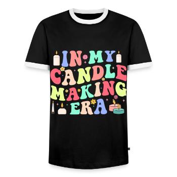 Drôle de fabricant de bougies Candle Maker Saying - T-shirt contrasté Homme - noir/blanc - Devant - AI Model Female 172 light (172cm) & AI Model Male 178 light (178cm)