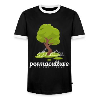 Permaculture For The Future - Men's Ringer Shirt - black/white - Front - AI Model Female 172 light (172cm) & AI Model Male 178 light (178cm)