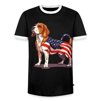 Beagle Dog 4th of July American Flag Beagle Gifts - Männer Kontrast-T-Shirt - Schwarz/Weiß - Vorne - AI Model Female 172 light (172cm) & AI Model Male 178 light (178cm)