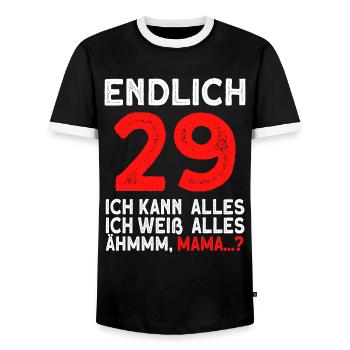 Finally 29 I can do everything I know everything - Men's Ringer Shirt - black/white - Front - AI Model Female 172 light (172cm) & AI Model Male 178 light (178cm)