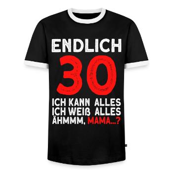 Finally 30 I can do everything I know everything - Men's Ringer Shirt - black/white - Front - AI Model Female 172 light (172cm) & AI Model Male 178 light (178cm)
