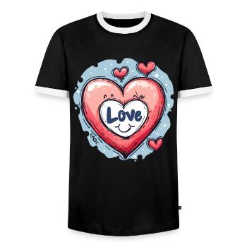 Cœur d’amour - T-shirt contrasté Homme - noir/blanc - Devant - AI Model Female 172 light (172cm) & AI Model Male 178 light (178cm)