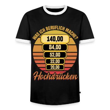 Spielothek Spielhalle Mein Beruf - Hochdrücken - Men's Ringer Shirt - black/white - Front - AI Model Female 172 light (172cm) & AI Model Male 178 light (178cm)