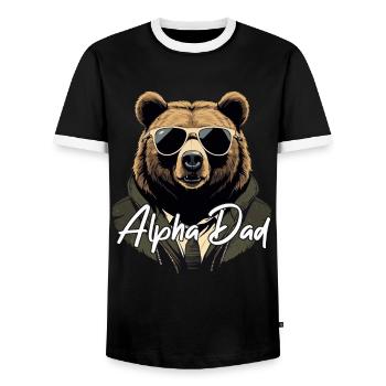 Alpha Dad Lustiger Bären Vater Perfekter Style - Männer Kontrast-T-Shirt - Schwarz/Weiß - Vorne - AI Model Female 172 light (172cm) & AI Model Male 178 light (178cm)