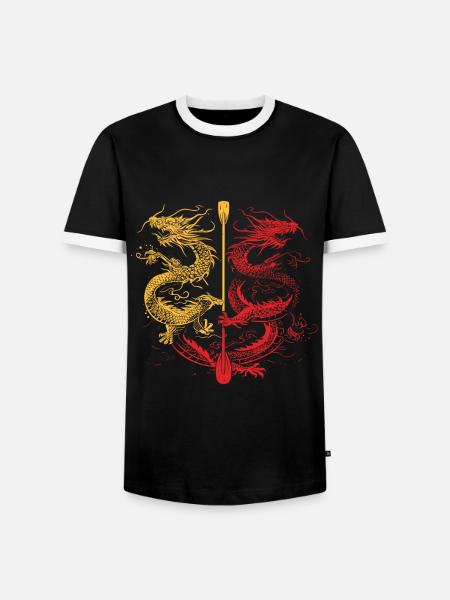 Lustiges Drachenboot-paddel - Männer Kontrast-T-Shirt - Schwarz/Weiß