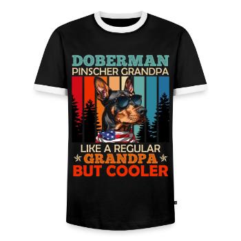 DOBERMAN GRANDPA COOL Doberman Propriétaire de chien - T-shirt contrasté Homme - noir/blanc - Devant - AI Model Female 172 light (172cm) & AI Model Male 178 light (178cm)