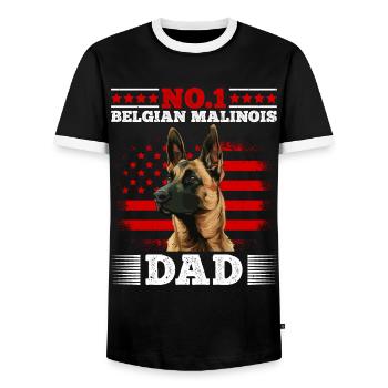 Belgischer Schäferhund NO.1 BELGIAN MALINOIS DAD - Männer Kontrast-T-Shirt - Schwarz/Weiß - Vorne - AI Model Female 172 light (172cm) & AI Model Male 178 light (178cm)