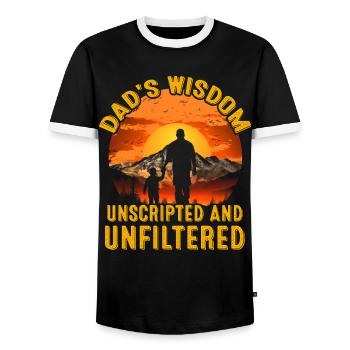 Dad's Wisdom ungeschrieben und ungefiltert - Männer Kontrast-T-Shirt - Schwarz/Weiß - Vorne - AI Model Female 172 light (172cm) & AI Model Male 178 light (178cm)