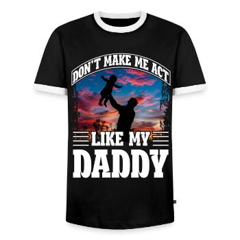 Zwinge mich nicht, mich wie mein Vater zu verhalten - Männer Kontrast-T-Shirt - Schwarz/Weiß - Vorne - AI Model Female 172 light (172cm) & AI Model Male 178 light (178cm)