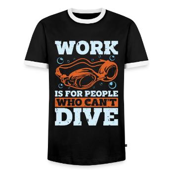 Swimmer Work Is For People Who Can't Dive Swimming - Men's Ringer Shirt - black/white - Front - AI Model Female 172 light (172cm) & AI Model Male 178 light (178cm)