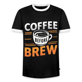 Barista Coffee avant Latte Artist Coffee Lover - T-shirt contrasté Homme - noir/blanc - Devant - AI Model Female 172 light (172cm) & AI Model Male 178 light (178cm)