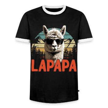 Lapapa Funny Llama Dad Perfect Style - Men's Ringer Shirt - black/white - Front - AI Model Female 172 light (172cm) & AI Model Male 178 light (178cm)