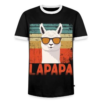 Lapapa Lustiger Lama Vater Perfekter Style - Männer Kontrast-T-Shirt - Schwarz/Weiß - Vorne - AI Model Female 172 light (172cm) & AI Model Male 178 light (178cm)