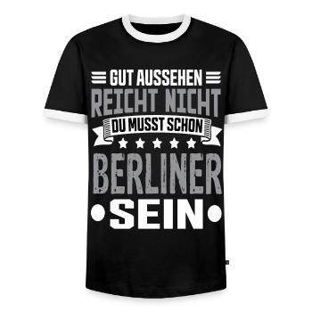 Berlin Berlin Capitale Hemiat Berlin Dictons - T-shirt contrasté Homme - noir/blanc - Devant - AI Model Female 172 light (172cm) & AI Model Male 178 light (178cm)