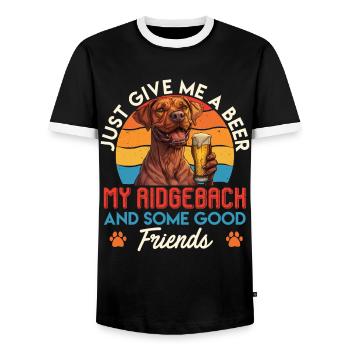 Propriétaire de Ridgeback JUSTE UNE BIÈRE ET LA MINE - T-shirt contrasté Homme - noir/blanc - Devant - AI Model Female 172 light (172cm) & AI Model Male 178 light (178cm)