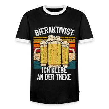 Bieraktivist ich klebe an der Theke – Partyspaß - Männer Kontrast-T-Shirt - Schwarz/Weiß - Vorne - AI Model Female 172 light (172cm) & AI Model Male 178 light (178cm)
