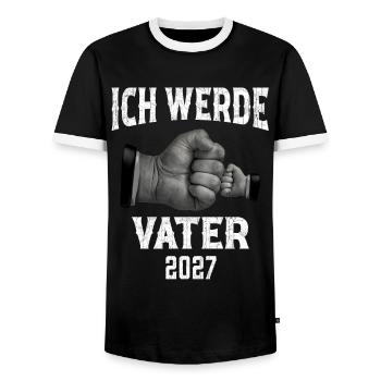 Ich werde Vater 2027 - Männer Kontrast-T-Shirt - Schwarz/Weiß - Vorne - AI Model Female 172 light (172cm) & AI Model Male 178 light (178cm)