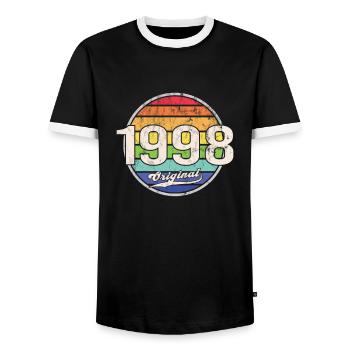 1998 Geburtstag Year Original - Männer Kontrast-T-Shirt - Schwarz/Weiß - Vorne - AI Model Female 172 light (172cm) & AI Model Male 178 light (178cm)