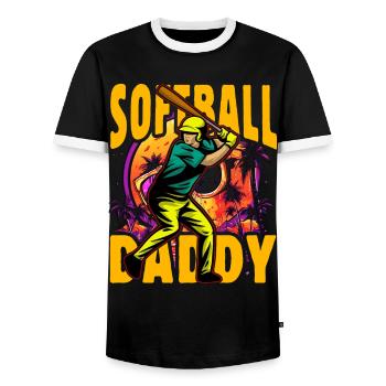 Papa de softball - T-shirt contrasté Homme - noir/blanc - Devant - AI Model Female 172 light (172cm) & AI Model Male 178 light (178cm)