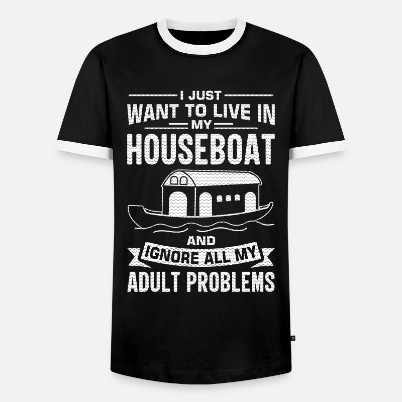 Witziger Hausboot Spruch - Männer Kontrast-T-Shirt - Schwarz/Weiß
