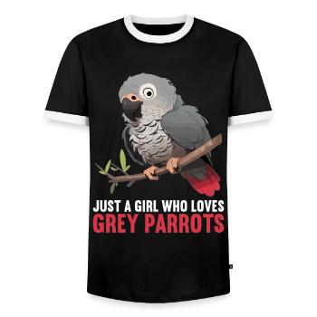 Graupapageien Graupapagei - Männer Kontrast-T-Shirt - Schwarz/Weiß - Vorne - AI Model Female 172 light (172cm) & AI Model Male 178 light (178cm)