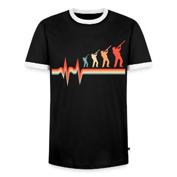 Chasse Chasseur Chasse Électrocardiogramme Battement de cœur - T-shirt contrasté Homme - noir/blanc - Devant - AI Model Female 172 light (172cm) & AI Model Male 178 light (178cm)