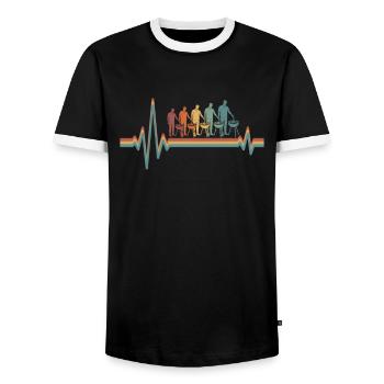 Bbq Grillen Ekg Heartbeat - Männer Kontrast-T-Shirt - Schwarz/Weiß - Vorne - AI Model Female 172 light (172cm) & AI Model Male 178 light (178cm)