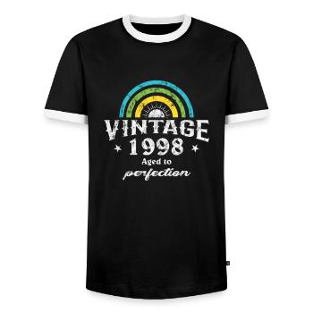 1998 Geburtstag Vintage Rainbow Sun - Männer Kontrast-T-Shirt - Schwarz/Weiß - Vorne - AI Model Female 172 light (172cm) & AI Model Male 178 light (178cm)