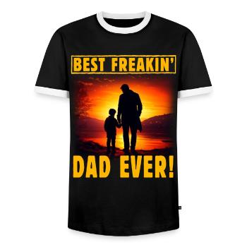 Der beste Freakin Dad aller Zeiten - Männer Kontrast-T-Shirt - Schwarz/Weiß - Vorne - AI Model Female 172 light (172cm) & AI Model Male 178 light (178cm)