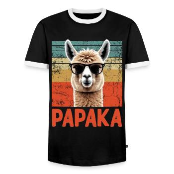 Papaka Funny Alpaca Dad Perfect Style - Men's Ringer Shirt - black/white - Front - AI Model Female 172 light (172cm) & AI Model Male 178 light (178cm)