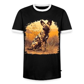 Wild Dogs Wild Dog - Men's Ringer Shirt - black/white - Front - AI Model Female 172 light (172cm) & AI Model Male 178 light (178cm)