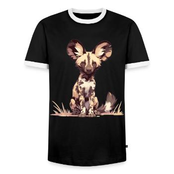 Wild Dogs Wild Dog - Men's Ringer Shirt - black/white - Front - AI Model Female 172 light (172cm) & AI Model Male 178 light (178cm)