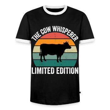The Cow Whisperer - Men's Ringer Shirt - black/white - Front - AI Model Female 172 light (172cm) & AI Model Male 178 light (178cm)