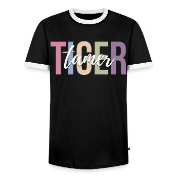 Circus Tiger Circus Tiger Lover Funny Circus - Men's Ringer Shirt - black/white - Front - AI Model Female 172 light (172cm) & AI Model Male 178 light (178cm)