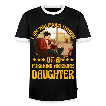 Ich bin der stolze Vater einer verdammt tollen Tochter - Männer Kontrast-T-Shirt - Schwarz/Weiß - Vorne - AI Model Female 172 light (172cm) & AI Model Male 178 light (178cm)