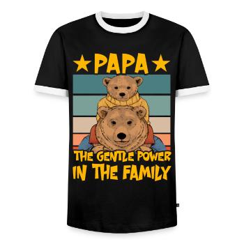 Papa, die sanfte Kraft in der Familie - Männer Kontrast-T-Shirt - Schwarz/Weiß - Vorne - AI Model Female 172 light (172cm) & AI Model Male 178 light (178cm)