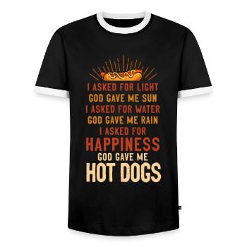 Hot Dog Adulte J’ai demandé de la lumière - T-shirt contrasté Homme - noir/blanc - Devant - AI Model Female 172 light (172cm) & AI Model Male 178 light (178cm)