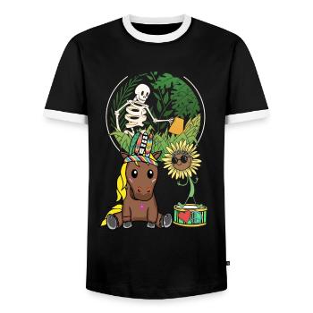 Hippie Cheval Environnement Nature Conservation Climat Terre Nature - T-shirt contrasté Homme - noir/blanc - Devant - AI Model Female 172 light (172cm) & AI Model Male 178 light (178cm)