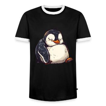 Pingouin Kawaii Pingouin mignon - T-shirt contrasté Homme - noir/blanc - Devant - AI Model Female 172 light (172cm) & AI Model Male 178 light (178cm)