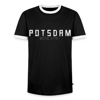 Potsdam My City - Men's Ringer Shirt - black/white - Front - AI Model Female 172 light (172cm) & AI Model Male 178 light (178cm)