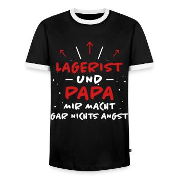 Lagerist Spruch Logistik Lustige Lagerist Geschenk - Männer Kontrast-T-Shirt - Schwarz/Weiß - Vorne - AI Model Female 172 light (172cm) & AI Model Male 178 light (178cm)